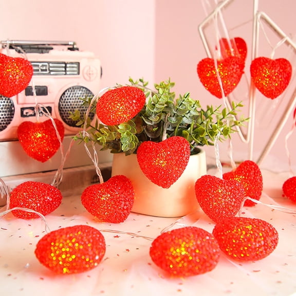 YHAICO Red Love Heart Lantern Valentine's Day Light String Small Lantern Love Lights Valentines Day Decor Love Heart Lantern LED Battery Box Wedding Party Decoration Color Lights