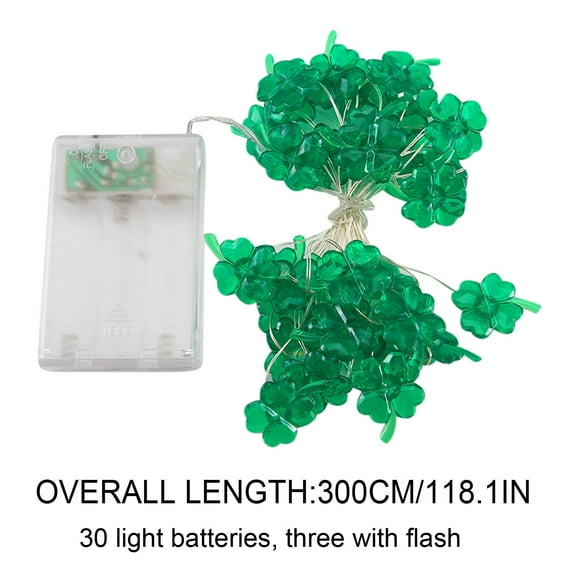 YHAICO St. Patrick's Day Ball Ornament Hanging Swirls Shamrock Decor St Patrick's Day String Light Four-Leaf Light String Irish LED Light