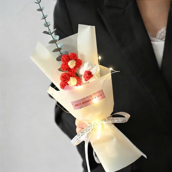 YHAICO String Lights Indoor String Lights for Bedroom Valentine's Day string lights Valentines Day Knitted Wool Flower Daisies