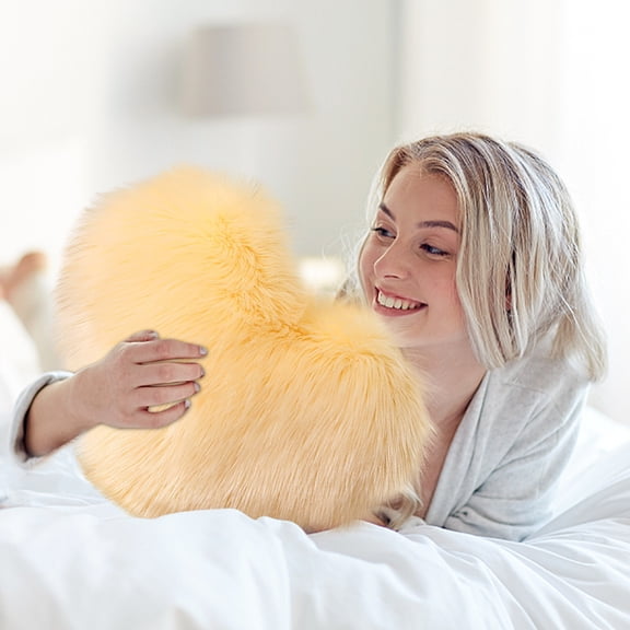 YHAICO Throw Pillow Covers Cervical Neck Pillow Covers Beige Pillowcase Heart-shaped Cushion Pillow Sofa Heart-Shaped Pillow Cover Decoration,Suitable for Car,Office,Home(without Pillow Core)