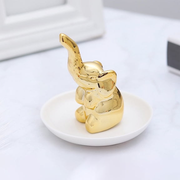 YHAICO Tray Table Fruit Tray Veggie Trays White Plates Small Elephants Jewelry Tray White Elephants Ceramic Stereo Decorative Plates Ring Tray Ornament