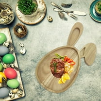 YHAICO Tray Tables Trays for Serving Food Vegetable Tray Wooden Tray Easter Tray Bunny Solid Wood Decorative Tray