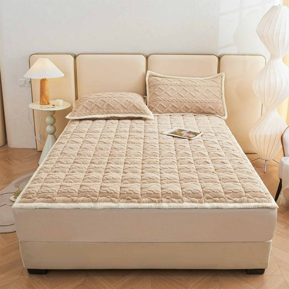 YHAICO Twin Mattresses Mattress Queen Size 47 Inch Pad Foldable Warm Mattress Flannel Mattress Khaki
