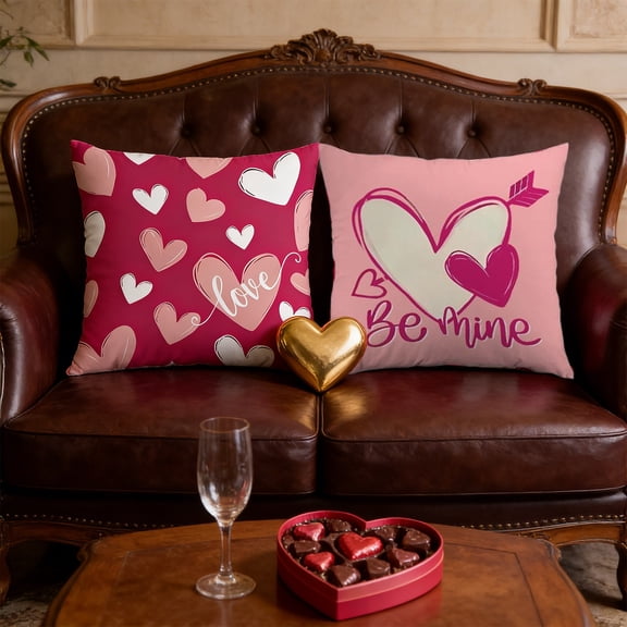 YHAICO Valentine's Day Cute Pillow Cases Holiday Pillow Covers Valentines Day Pillowcase Heart-shaped Patterns Festive Ambiance Decoration Living Room and Bedroom Decoration
