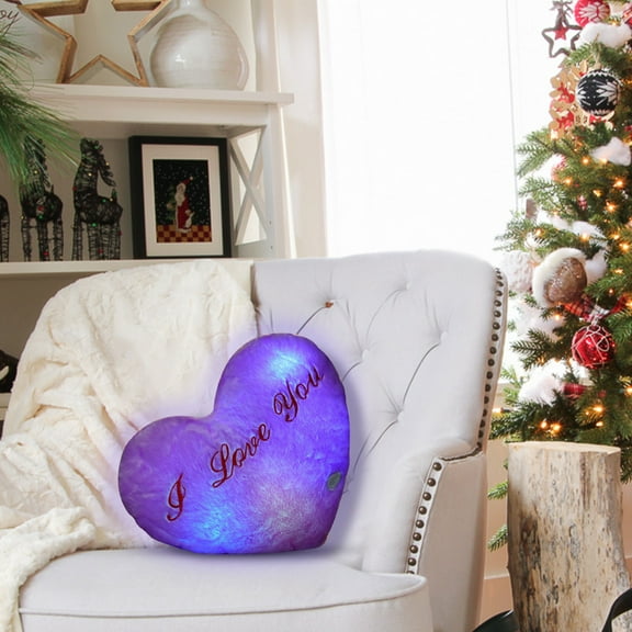 YHAICO Valentine's Day Cute Pillow Heart Shaped Cute Car Headrest Pillow Cute Pillow Valentine's Day Pillow Cute Heart LED Pillow Light Soft Cushion Gift Home
