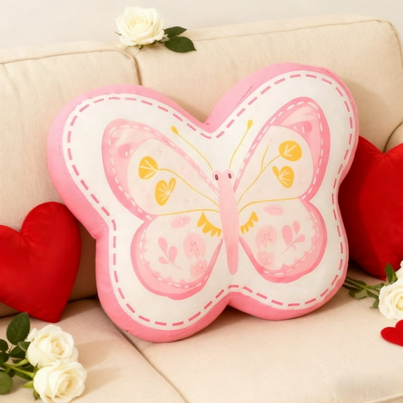 YHAICO Valentine's Day Cute Pillow Love Heart Pillow Cute Soft Couple Cushion Pillow Butterflies Throw Pillows and Valentines's Day Decorative Pillow Cushion for Chair Sofa Living Room