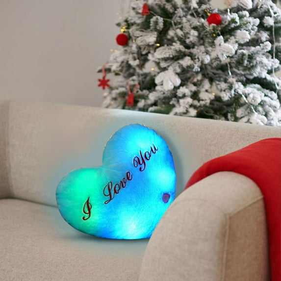 YHAICO Valentine's Day Fluffy Pillow Love Heart Pillow Cute Soft Couple Cushion Pillow Valentine's Day Pillow Cute Heart LED Pillow Light Soft Cushion Gift Home