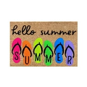 YHAIOGS Kitchen Curtains 36 Inch Length Welcome Floor Mat Welcome Summer Decorative Door Mat for Indoor Outdoor Bathroom Kitchen Funny Cute Doormat Door Mat Hello Summer Tea Towels