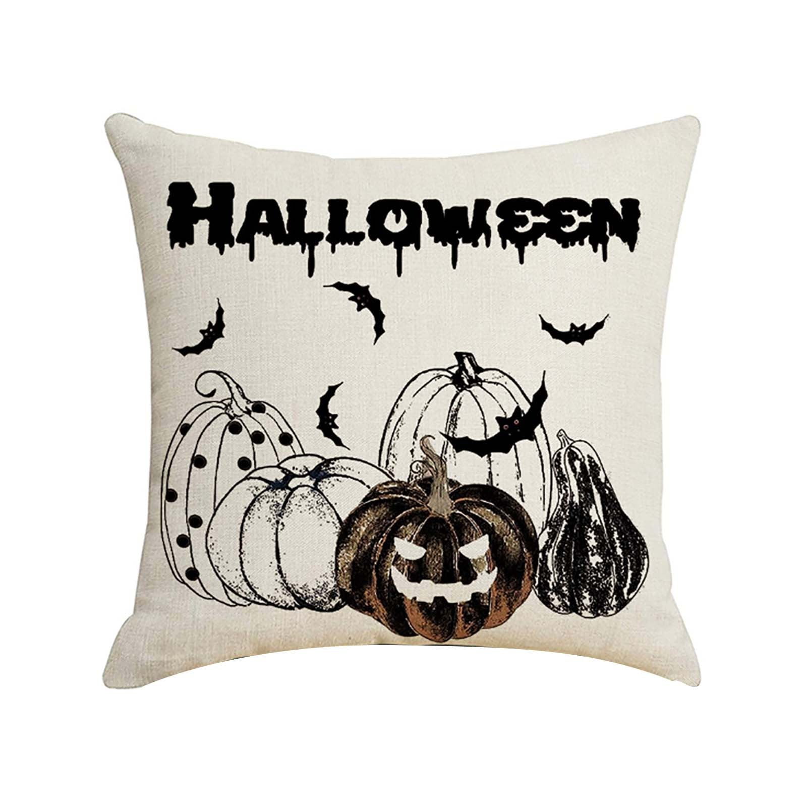 YHAIOGS Skeleton Finger Pumpkin Pattern Linen Throw Pillowcase Cartoon Funny Day Sofa Cover