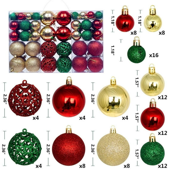 YHAJDS 100PCS Christmas Ball Ornaments 1.18/3.15in Shatterproof Xmas Bulbs Christmas Ornaments Set Xmas Tree Balls Hanging Balls for Wedding Holiday Halloween Party Decor Christmas Wreath Ornaments