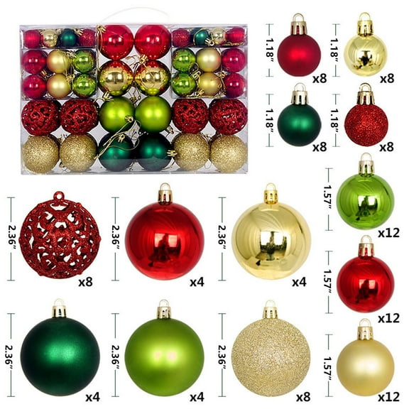 YHAJDS 100PCS Christmas Ball Ornaments 1.18/3.15in Shatterproof Xmas Bulbs Christmas Ornaments Set Xmas Tree Balls Hanging Balls for Wedding Holiday Halloween Party Decor Christmas Wreath Ornaments