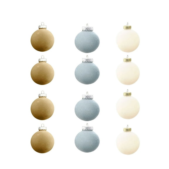 YHAJDS 12PCS Velvet Christmas Balls 8cm/3.15in Xmas Tree Ornaments Velvet Balls Shatterproof Xmas Bulbs Decorations Ball Sets Christmas Tree Hanging Balls for Wedding Holiday Party Decorations