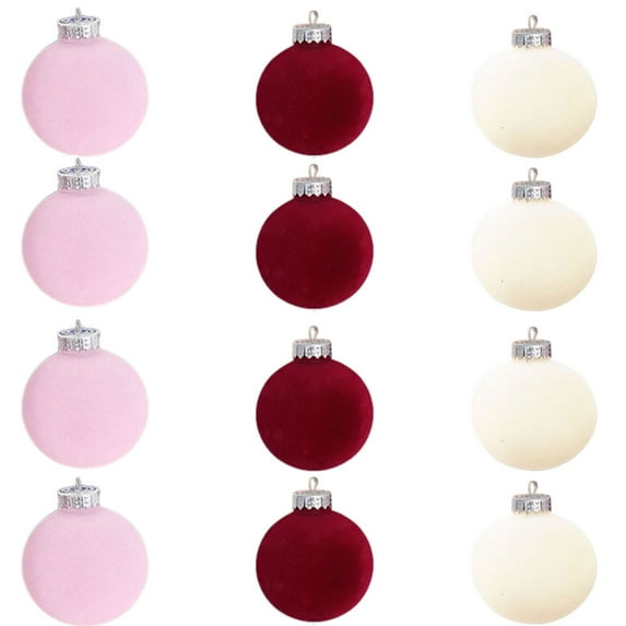 YHAJDS 12PCS Velvet Christmas Balls 8cm/3.15in Xmas Tree Ornaments Velvet Balls Shatterproof Xmas Bulbs Decorations Ball Sets Christmas Tree Hanging Balls for Wedding Holiday Party Decorations