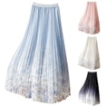 thumbnail image 1 of YHAJDS A Line Pleated Skirt Floral Print Mesh Midi Length High Waist Summer Casual Stylish Wear, 1 of 5