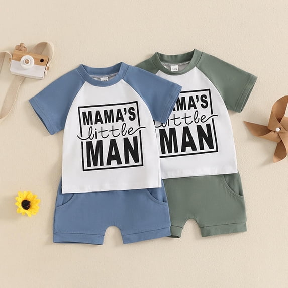 YHAJDS Baby Boy 2 Piece Summer Outfit Short Sleeve Color Top Solid Shorts