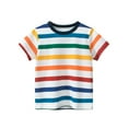 thumbnail image 1 of YHAJDS Baby Boys Girls Short Sleeve T-Shirts Cotton Striped Summer Casual Toddler Tops, 1 of 5