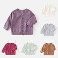 thumbnail image 1 of YHAJDS Baby Cardigan V Neck Single Button Long Sleeve Cotton Blend Top Daily Home Wear, 1 of 5