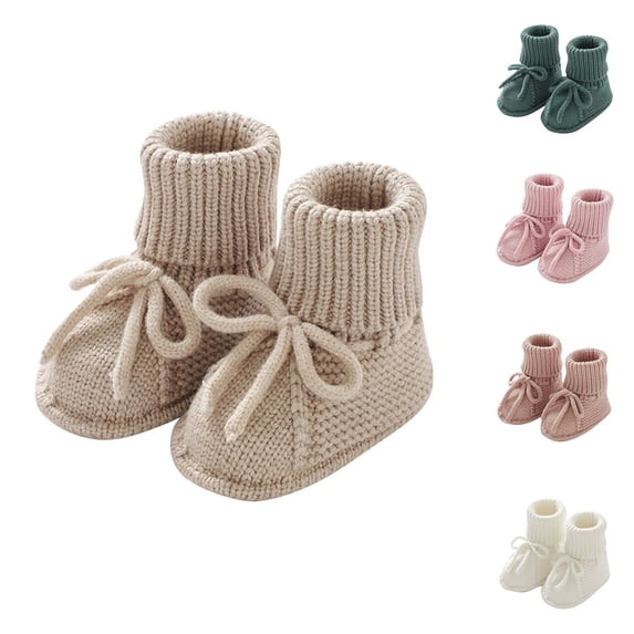 YHAJDS Infant Sock Shoes Solid Color Knit Bow Design Non Slip Sole Indoor Floor Slippers for Baby Toddler