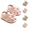 thumbnail image 1 of YHAJDS Baby Squeaky Sandals Floral Print Bow Hook Loop Non Slip Soft Sole First Walker Shoes for Infant Girl, 1 of 3
