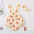 thumbnail image 1 of YHAJDS Baby Girls Sleeveless Romper Peach Print Cotton Gauze Jumpsuit Set Summer Infants Bodysuit Outfit, 1 of 5