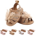 thumbnail image 1 of YHAJDS Infant Mesh Sandals Bow Decor Hollow Out Rubber Sole Non Slip Breathable Summer Walkers for Baby 6-12 Months, 1 of 5