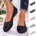 thumbnail image 1 of YHAJDS Ballet Flats for Women Solid Color Lace Embroidery Slip On Round Toe Casual Loafer Office Flats Shoes, 1 of 10
