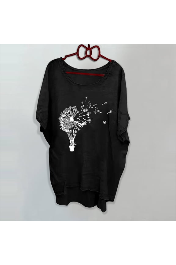 Basic Tops for Women Short Sleeve Round Neck Solid Color Asymmetrical Hem Casual