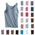 thumbnail image 1 of YHAJDS Basic Undershirt Tanks Solid Color Round Neck Sleeveless Bralette With Built In Cup for Yoga And Sports Tank Top, 1 of 4