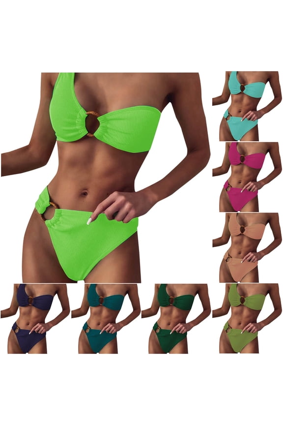 Bathing suit for Women Solid Color Bikini Set 2 Piece Swimsuit With Exposed Back