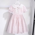 thumbnail image 1 of YHAJDS Big Girls Short Sleeve Dress Floral Print Collared Princess Summer for 4-Vest Years, 1 of 3