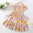 thumbnail image 1 of YHAJDS Little Girls Striped Mesh Dress Short Sleeve Round Neck Summer Casual Sundress for Kids, 1 of 3