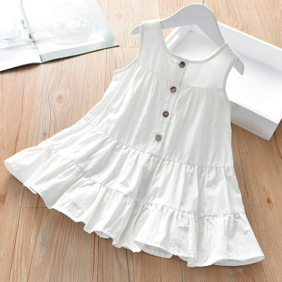 YHAJDS Big Girls Solid Color Sleeveless Top Midi Vest Shirt Blouse Casual Summer for 2-14 Years