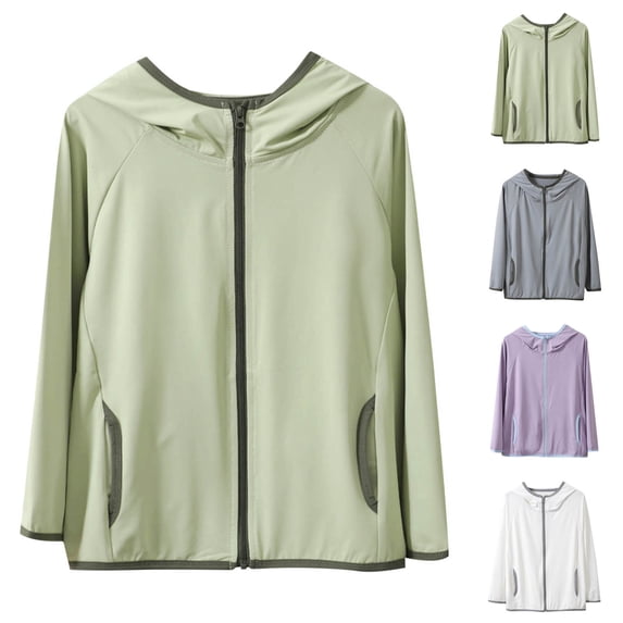 YHAJDS Big Girls Sun Protection Jacket Solid Breathable Ice Silk Hooded Long Sleeve UPF50+ Daily Summer