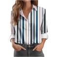 thumbnail image 1 of YHAJDS Blouse for Women Striped Button Roll Collar Long Sleeve Loose Casual Spring Summer Top, 1 of 4
