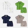 thumbnail image 1 of YHAJDS Boys 2 Piece Set Short Sleeve Collar Print Shirt with Elastic Waist Shorts, 1 of 5