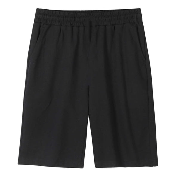 YHAJDS Boys Athletic Workout Shorts Solid Color Cotton Drawstring Pocket Knee Length Shorts for Big Kids