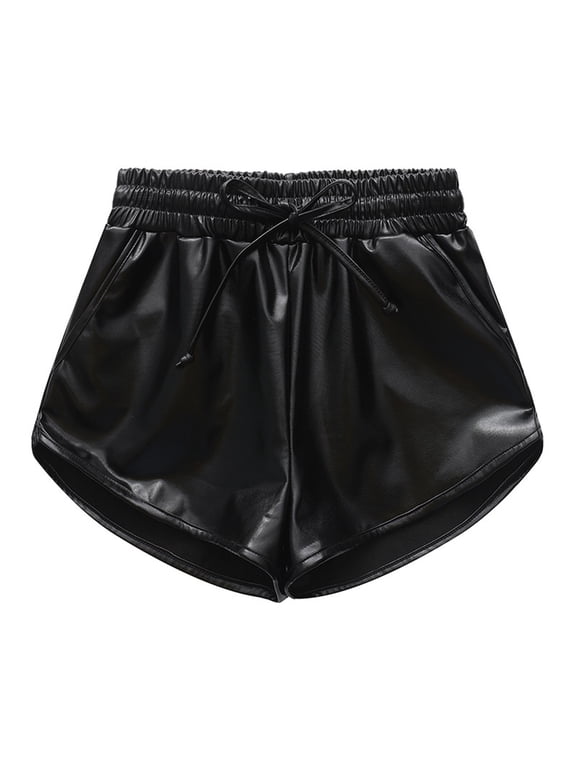 Boys Girl Shorts Solid Color Gold Leather Casual Active Shorts for Toddler Kids Summer Outdoor Activities