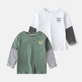 thumbnail image 1 of YHAJDS Boys Long Sleeve Tee Layered Look Striped Raglan Crewneck Pullover Top School Activity, 1 of 3
