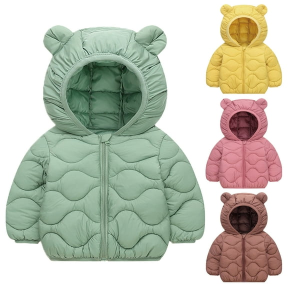 YHAJDS Boys' Outerwear Jackets Coats Winter Solid Color Long Sleeve Zip Hood with Pockets Warm 2-14Y Kids