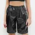 thumbnail image 1 of YHAJDS Boys Shorts Solid Color Shiny Metallic Straight Leg Knee Length Shorts Lightweight for Performance and Daily Wear, 1 of 1