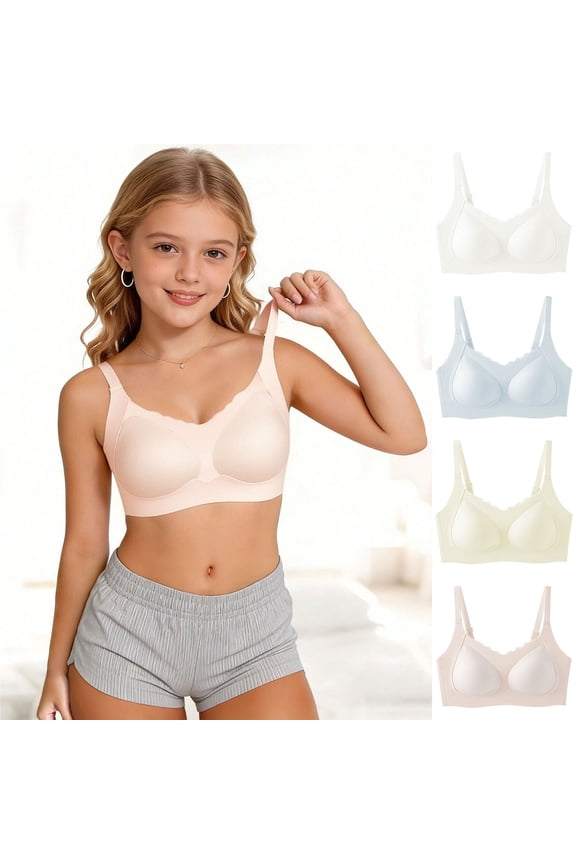 Bras for Teens Puberty Solid Color Seamless Thin Tank Top with Pads Daily