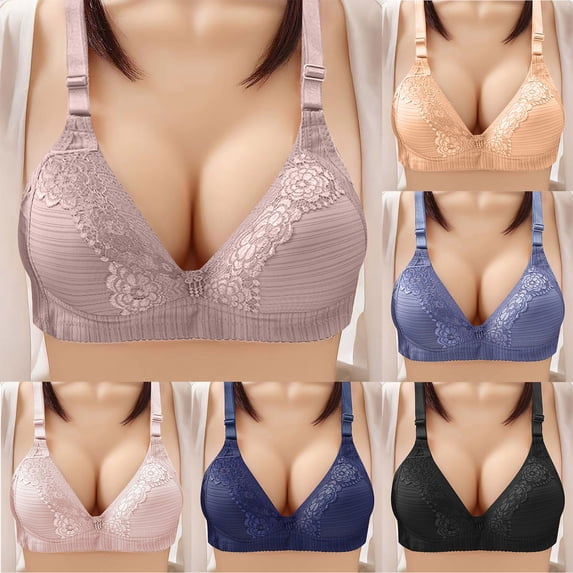 YHAJDS Bras for Women Plus Size Wireless Style Push Up Center Button Breathable Everyday Bras