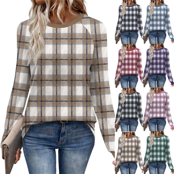 YHAJDS Casual Tops for Women Spring Random Print Crew Neck Lightweight Breeze Base Tee