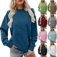 thumbnail image 1 of YHAJDS Casual Women's Long Sleeve Tops Solid Color Stand Collar Fashion Casual Pullover Top For Fall Fall Winter, 1 of 5