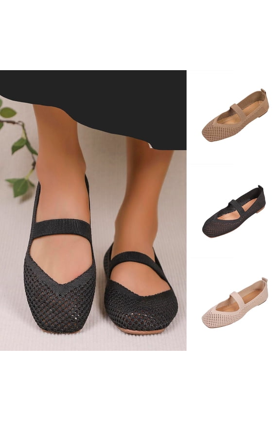 Flat for Women Solid Color Square Closed Toe Slip On Flat Mules Office Dress Penny Shoes