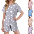 thumbnail image 1 of YHAJDS Girl 2 Piece Set Tiny Print Crewneck Short Sleeve T Shirt Elastic Shorts Set, 1 of 9