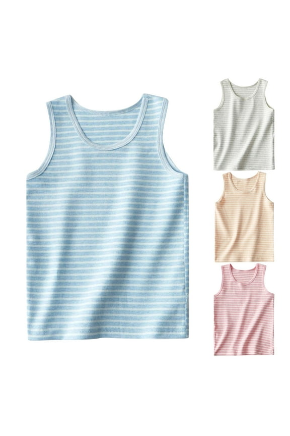 Girl Summer Undershirts Striped Sleeveless Round Neck Tank Tops Casual Vest for Kids 3-13 Years