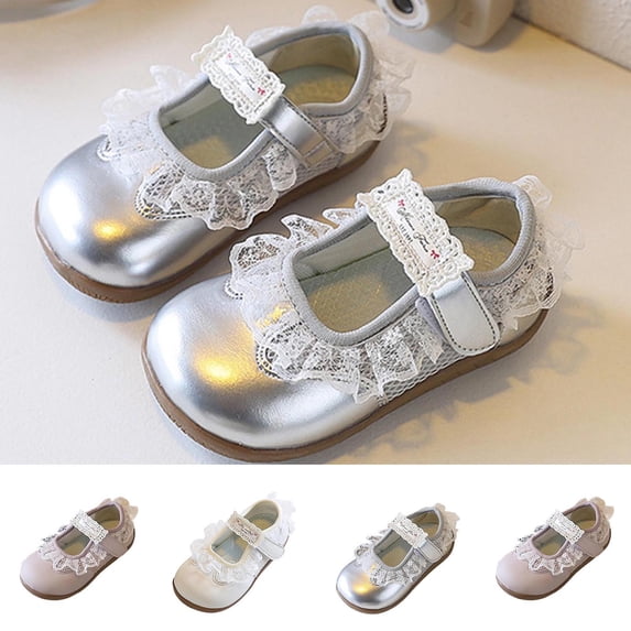 YHAJDS Girl's Casual Shoes Soft Flat Lace Trim Princess Mary Jane Shoes