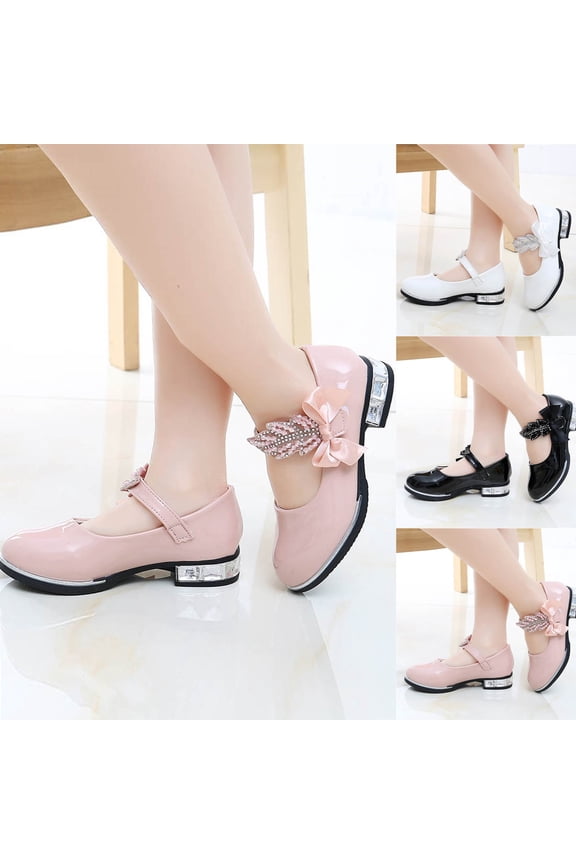 Girls Dance Flats Solid Rhinestone Embellished Soft Sole Princess Stage Shoes Casual for Big Little Kid