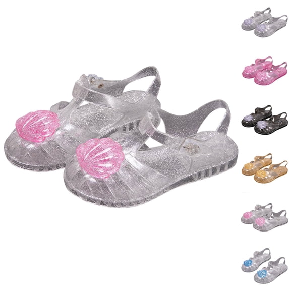 YHAJDS Girl's Sandals Roman Style Shell Design Jelly Breathable Hollow Out Beach Shoes